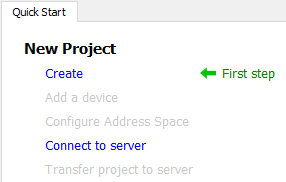 ACCON-OPC-Server UA: Create new project
